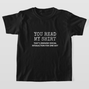 T-shirt vous lisez mes thés assez d'interaction sociale