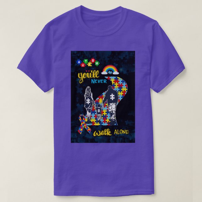 T-shirt Vous Ne Marcherez Jamais Seul Son Autisme Matte Ve (Design devant)