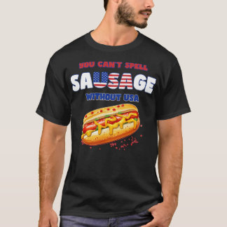 T-shirt Vous ne pouvez pas épeler saucisse sans USA Funny 
