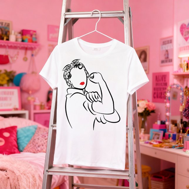 T-shirt Vous pouvez le faire - Stylish Rosie le Riveter (This inspiring t-shirt, features an uber cool “We Can Do It!” Rosie The Riveter inspired image.)