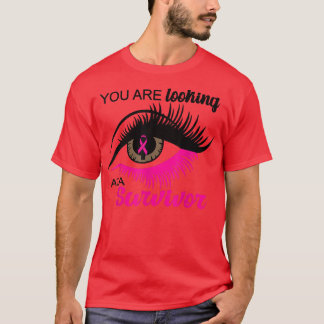 T-shirt Vous Regardez Un Survivant Oeil Rose Breast Canc