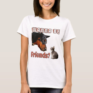 T-shirt Vous voulez être amis Drôle Chien et Chat Design T