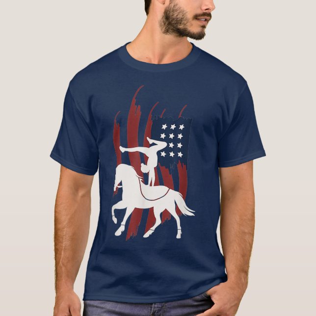 T-shirt Voûte équestre US Drapeau Chevaux I Vault (Devant)