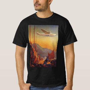T-shirt Voyage d'antan, Avion au-dessus des jonques à Hong