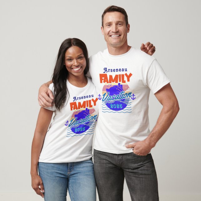 T-shirt Voyage de croisière en famille Blues PERSONNALISER (Unisexe)