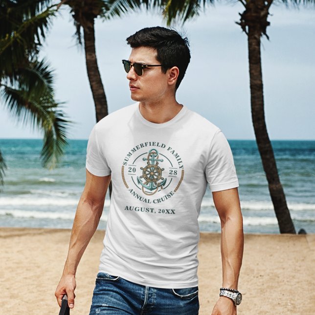 T-shirt Voyage de croisière jumelé Réunion familiale Perso (Family Nautical Cruise Custom Boat Anchor Matching T-Shirt)