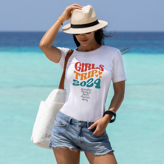 T-shirt Voyage de fille 2024 Couleurs et texte personnalis (Créateur téléchargé)