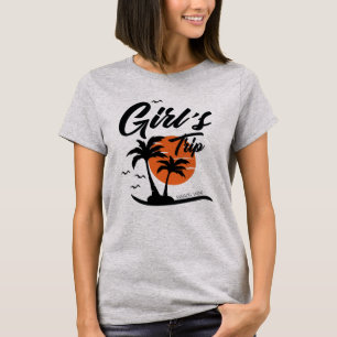T-shirt Voyage de filles à la plage Palmier Soleil