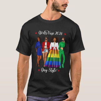 T-shirt Voyage de filles drôle vacances LGBTQ femme noire 