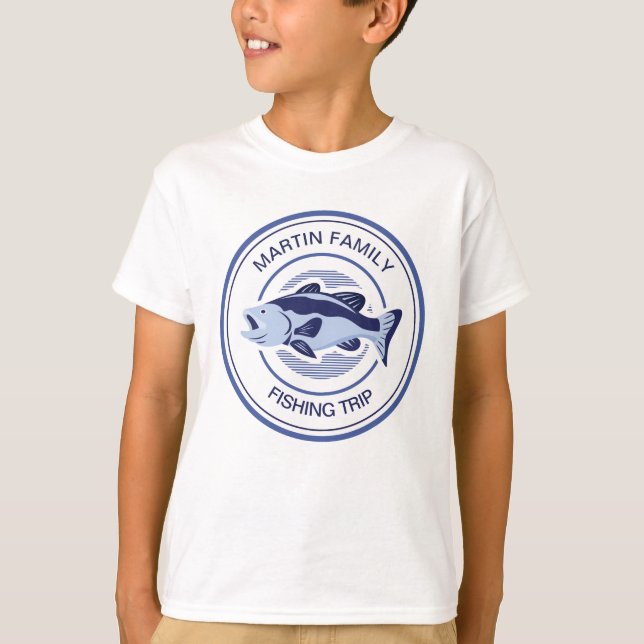 T-shirt Voyage de pêche en famille sur mesure Blue Lake Ba (Devant)