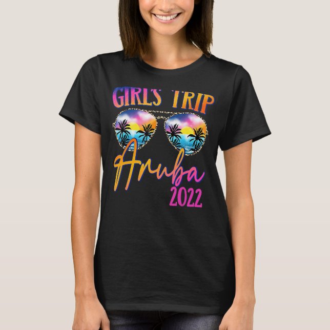 T-shirt Voyage des filles Aruba 2022 Lunettes de soleil co (Devant)