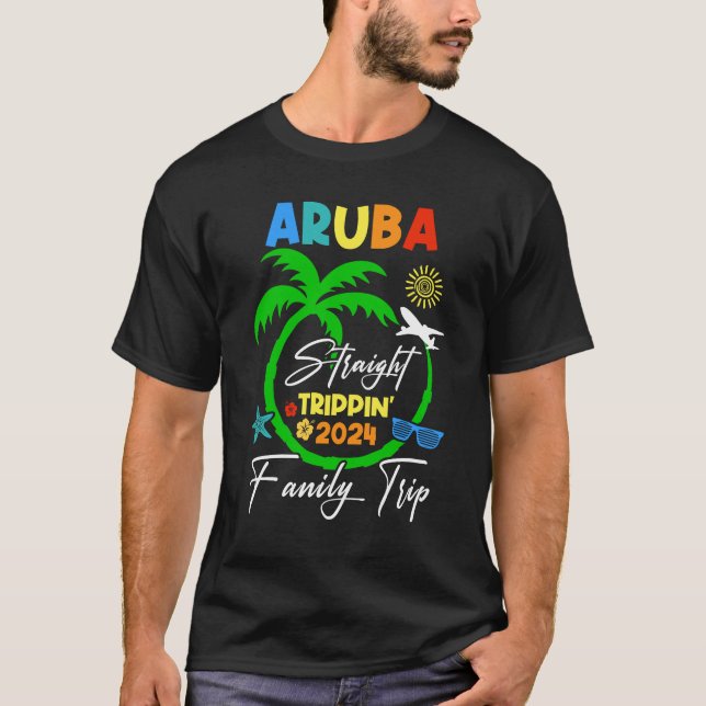 T-shirt Voyage droit Aruba Famille Vacances Été 2024 (Devant)