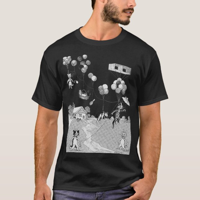 T-shirt Voyage en ballon de chat, Louis Wain (Devant)
