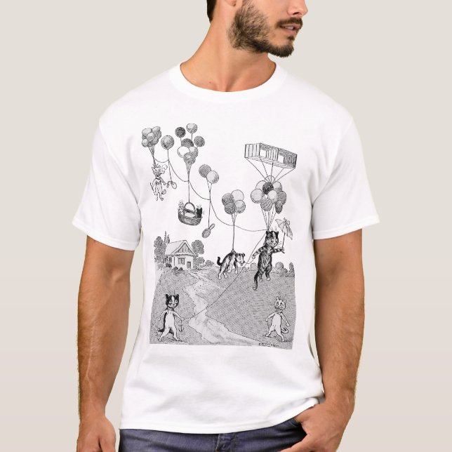 T-shirt Voyage en ballon de chat, Louis Wain (Devant)