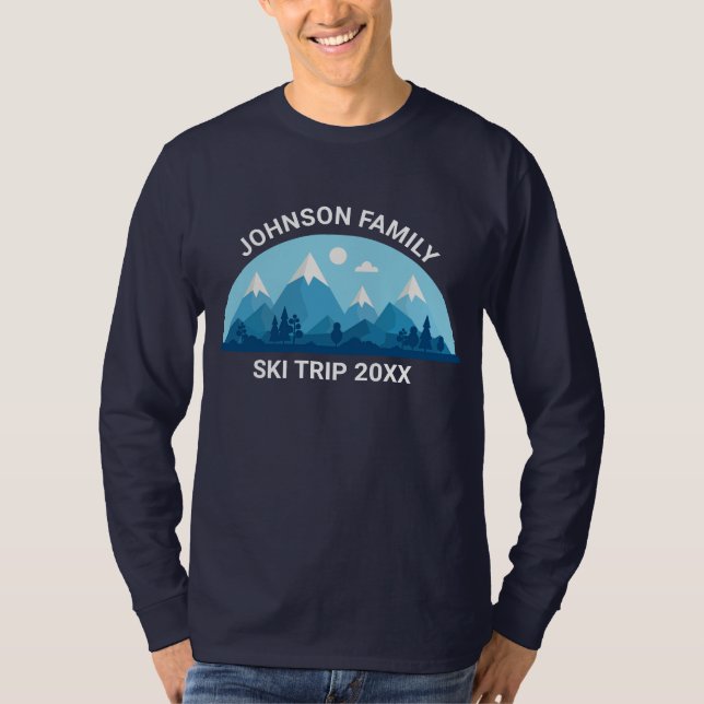 T-shirt Voyage en famille sur mesure Vacances en hiver lon (Devant)