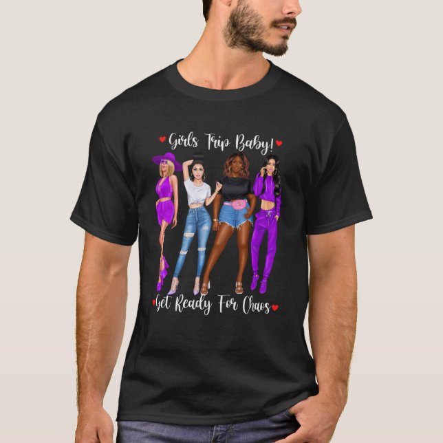T-shirt Voyage Filles Préparez-Vous Pour Chaos Amis Ensemb (Devant)