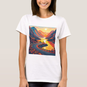 T-shirt Voyage pittoresque sur route sinueuse, couchers de