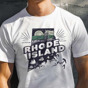 T-shirt Voyage Rétro Graphique Iconique de Rhode Island