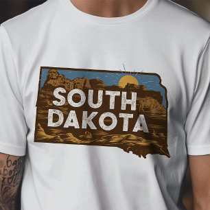 T-shirt Voyage Rétro Graphique Iconique du Dakota du Sud