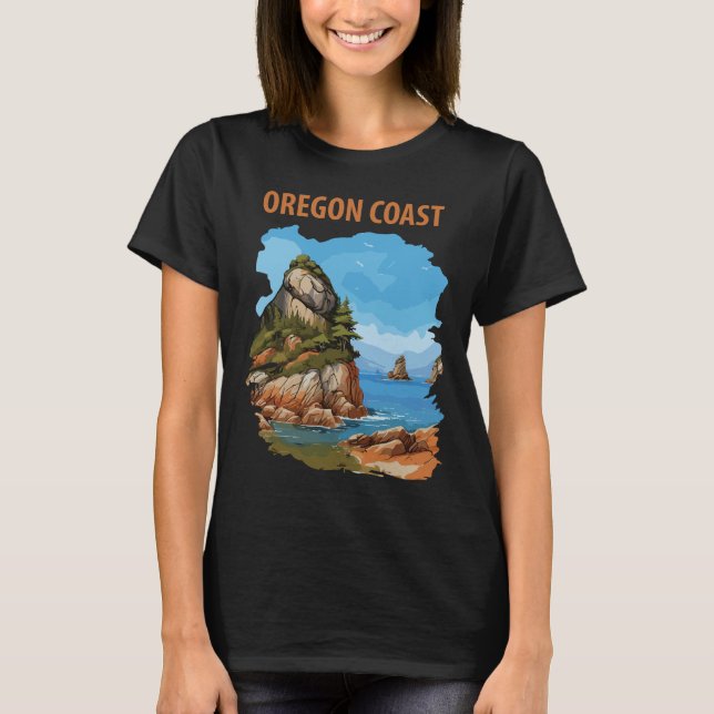 T-shirt Voyage Rétro sur la Côte de l'Oregon (Devant)