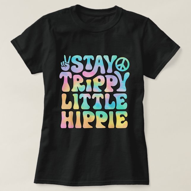 T-shirt Voyage Trippy Petit hippie Paix Signal Tie Dye Ret (Design devant)
