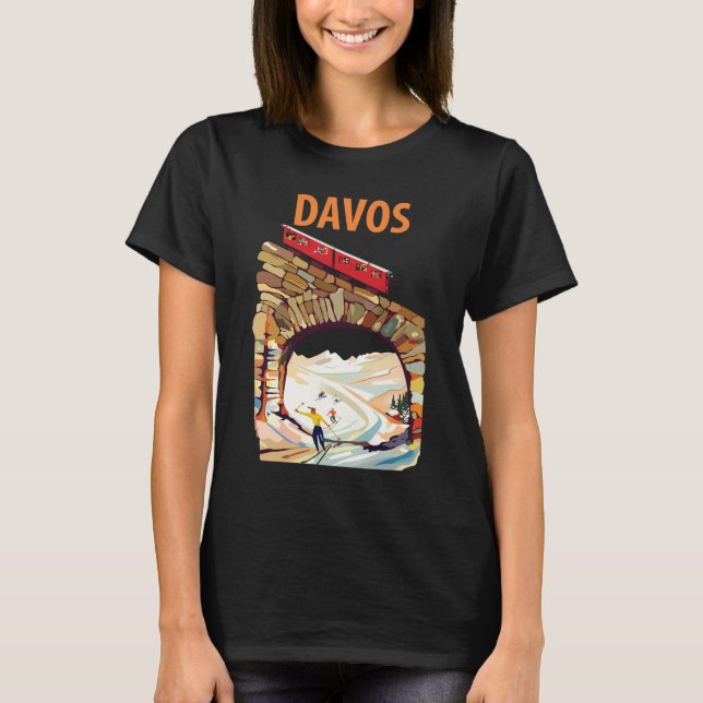 T-shirt Voyage Tunnel de Ski Davos Suisse (Devant)