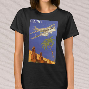 T-shirt Voyage Vintage au Caire, Égypte, Avion Biplan