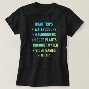 T-shirt "Voyages routiers + aquarelles + hamburgers"
