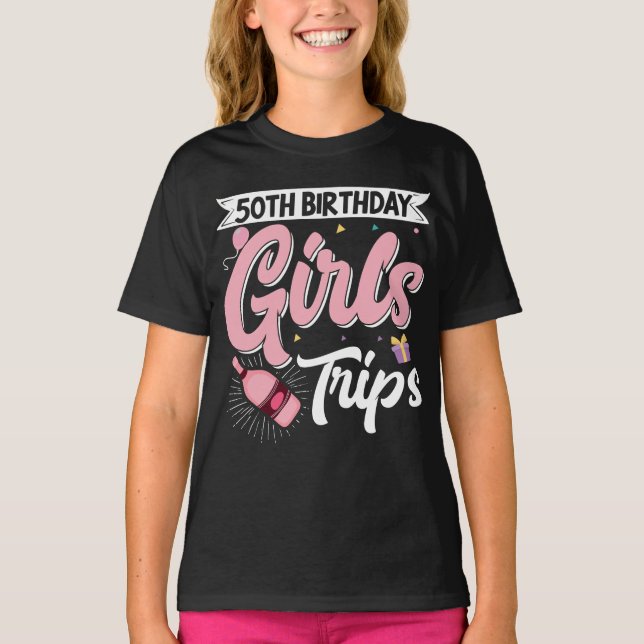 T-shirt Voyageur Vacances En Vol 50E Filles Anniversaire V (Devant)