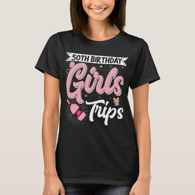 T-shirt Voyageur Vacances En Vol 50E Filles Anniversaire V (Devant)