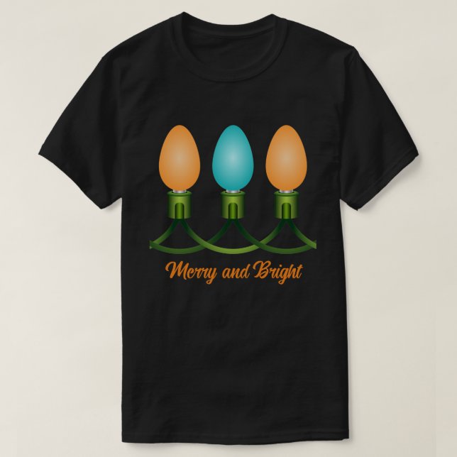 T-shirt Voyants de Noël trio orange et bleu (Design devant)