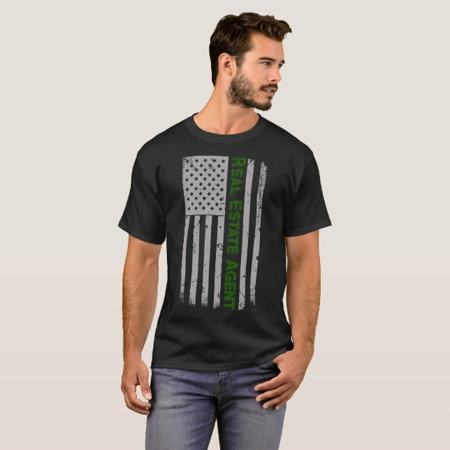 T-shirt Vrai drapeau des États-Unis d'agent immobilier (Devant entier)