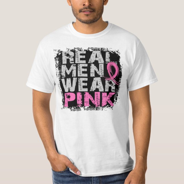 T-shirt Vrai rose de vêtements pour hommes de cancer du (Devant)