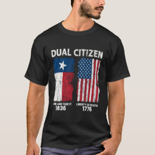 T-shirt Vrai Texan Double Citoyen Aimer Texas Et Amérique