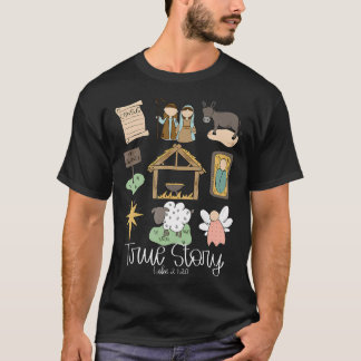 T-shirt Vraie Histoire Nativité Noël Bébé Dieu Jésus Chris