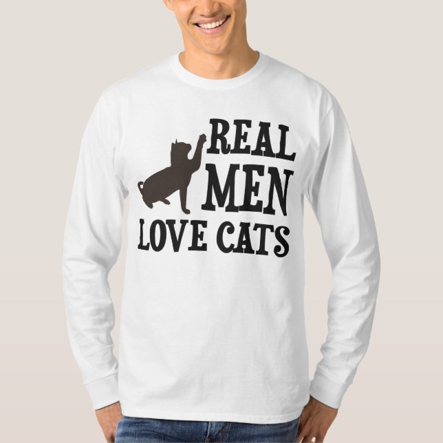 T-shirt Vrais chats d'amour d'hommes (Devant)