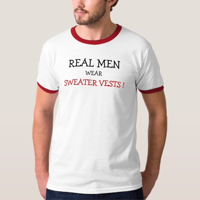 T-SHIRT VRAIS HOMMES, USAGE, GILETS DE CHANDAIL ! (Devant)