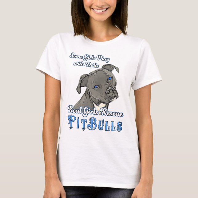 T-shirt Vrais pitbulls de délivrance de filles (Devant)