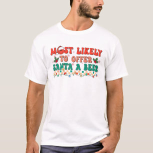 T-shirt Vraisemblablement Offrir À Père Noël Une Bière Drô