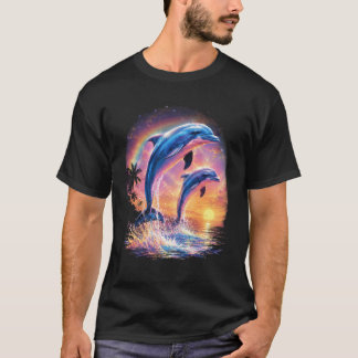 T-shirt vSymphony Dauphin Mème Arc-en-ciel Coucher de sole