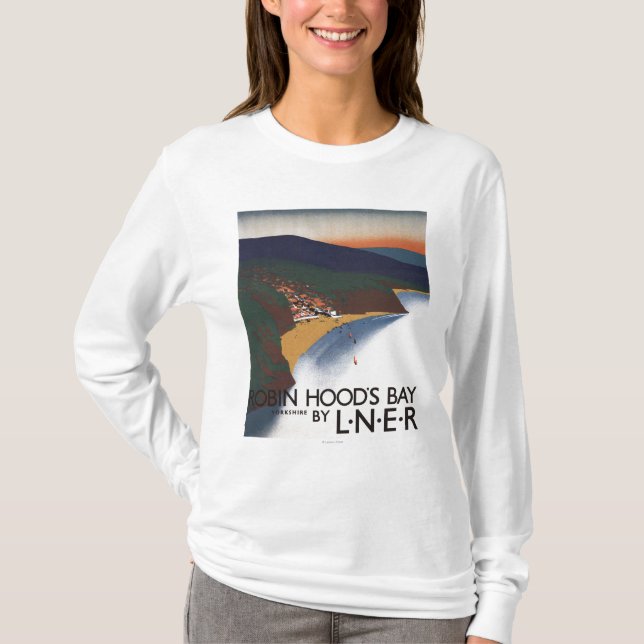 T-shirt Vue aérienne d'affiche de chemin de fer de baie et (Devant)