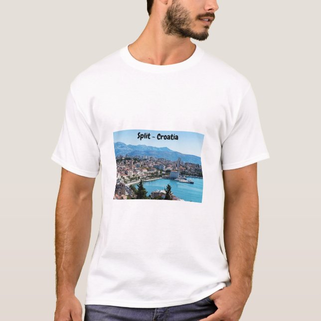 T-shirt Vue aérienne de la ville divisée en front de mer,  (Devant)