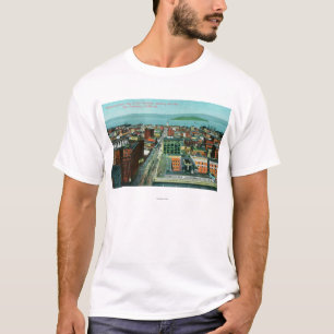 T-shirt Vue aérienne de la ville du bâtiment d'appel