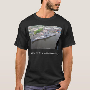 T-shirt Vue aérienne du New Jersey BB-62 d'USS de cuirass