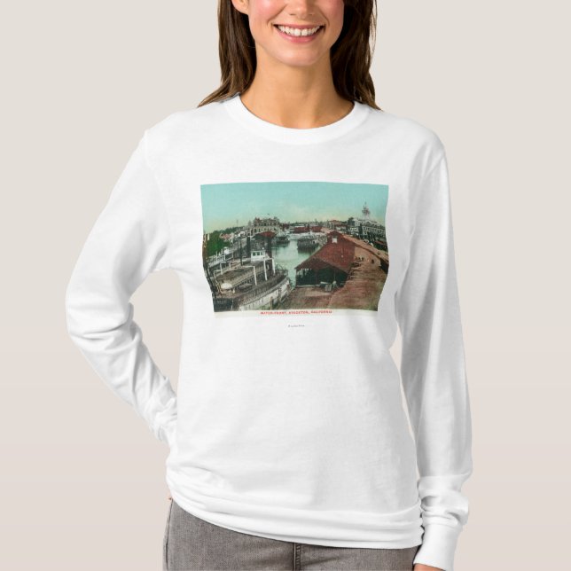 T-shirt Vue aérienne du WaterfrontStockton, CA (Devant)