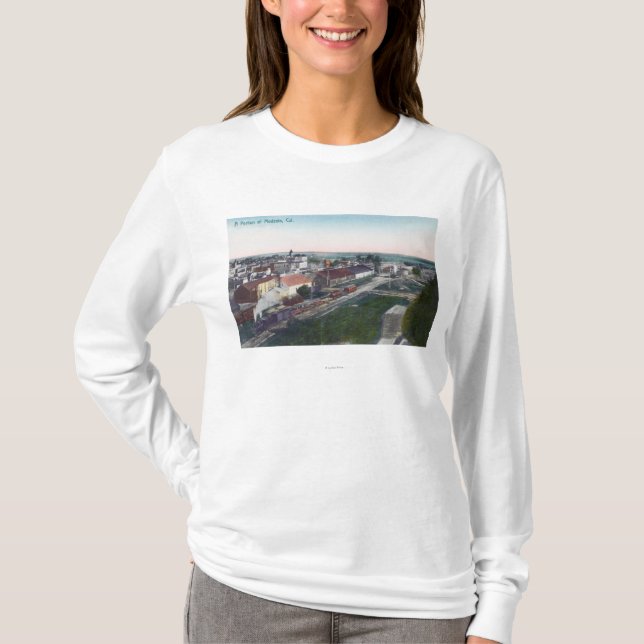 T-shirt Vue aérienne d'une partie de CityModesto, CA (Devant)