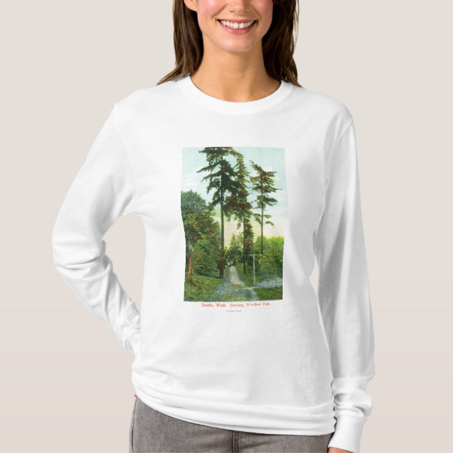 T-shirt Vue d'allée au parc de région boisée (Devant)