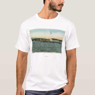 T-shirt Vue d'atterrissage de camp d'île de Sandy, Boston