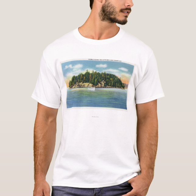 T-shirt Vue de baie de Malletts de l'île de marbre (Devant)