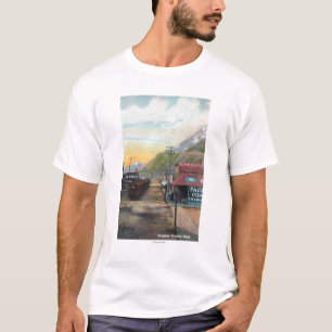 T-shirt Vue de Broadway et de chemin de fer CarsSkagway,